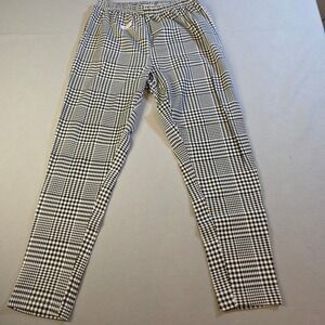 Faded Glory Womens 1X 16W Gingham Plaid Leggings Black White Pull On Pants
